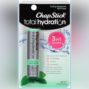 Chapstick Total Hydration 3-In-1 Lip Care Cooling Peppermint Non-Tinted .12oz